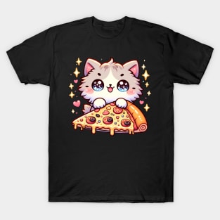 Cute kawaii with Pizza, Funny Pizza lover T-Shirt